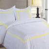 BedDecor Luxury 400-TC Egyptian Cotton 3PC Embroidered Duvet Cover Set with Beautiful 2-Stripe Embroidery(Yellow, Oversize King) view 3
