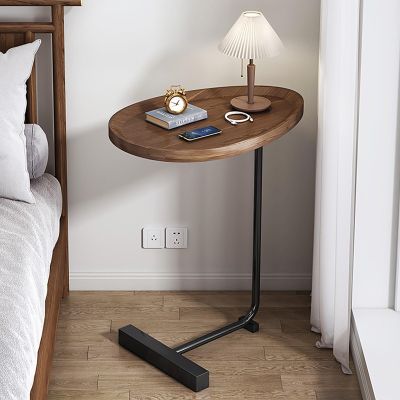 WHYATT C Shaped Bedside Tables, End Table for Sofa and Bedside, Couch Night Stand That Slide Under, Tall Nightstand for Bedroom Living Room (Size : Grooved Desktop)