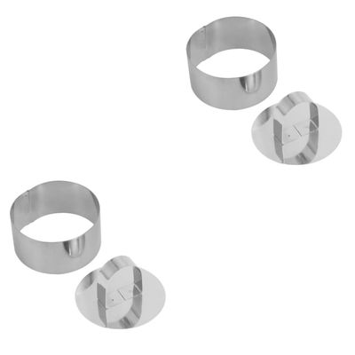 DECHOUS 4pcs Stainless Steel Mousse Cutter and Round Cake Mold Pushing Plate Non-stick Baking Tool for Cookies Chocolates and Mousse for Home and
