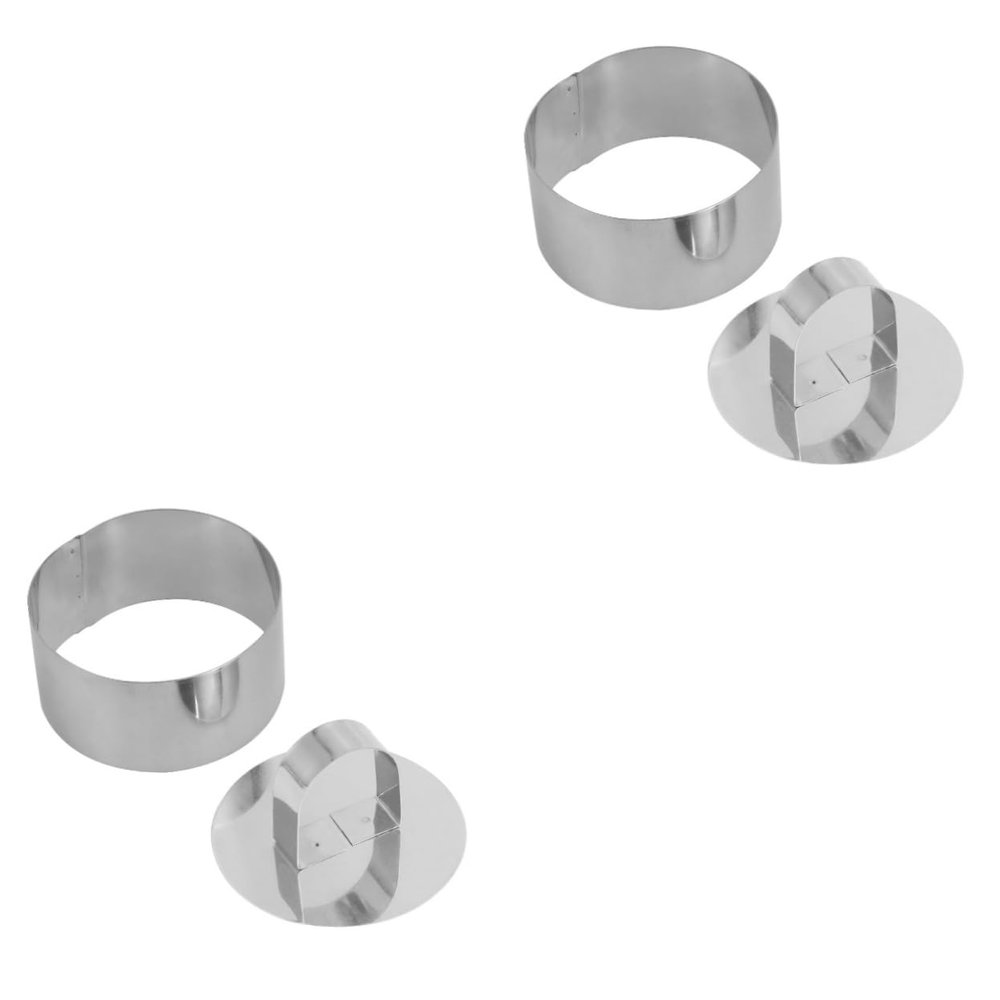 DECHOUS 4pcs Stainless Steel Mousse Cutter and Round Cake Mold Pushing Plate Non-stick Baking Tool for Cookies Chocolates and Mousse for Home and