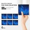 6Pcs Drink Coasters with Holder, Ceramic Drink Coaster for Kinds of Cups, Blue Musical Notes Coasters for Drinks Tabletop Protection, Absorbent Cup Coaster for Coffee Table Home Decor view 3
