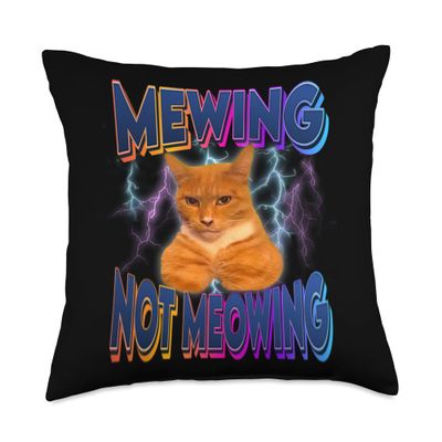 Funny Cat Meme with Meowing LooksMax Meowing Cat Throw Pillow