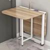 Ultra Thin Fold Up Dining Table, Mobile Folding Dining Table, Extendable Drop Leaf Table with Metal Frame, Multifunction Expandable Table with Anti-falling Bracket, for Work, Study and Dining ( Color view 1
