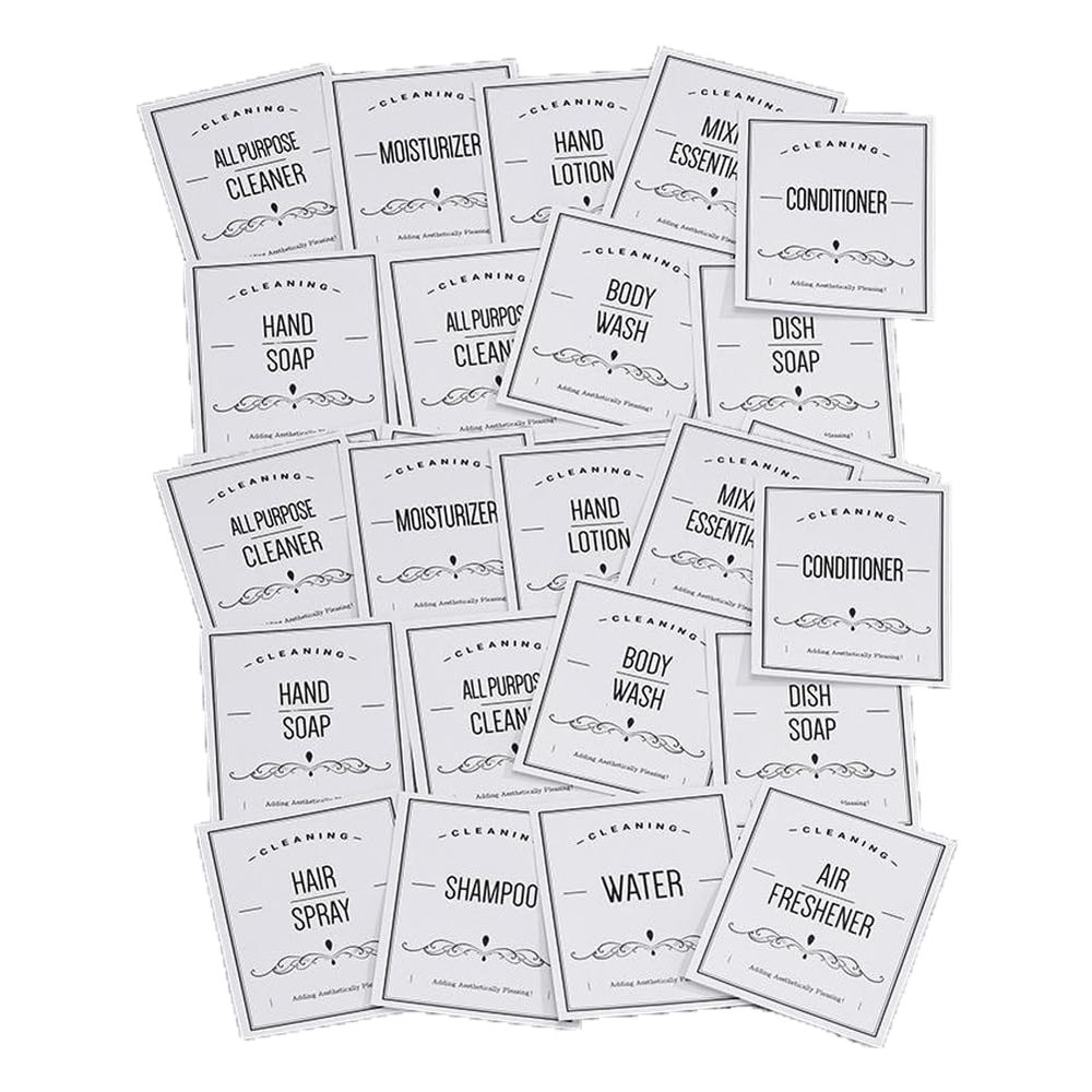 24 PCS Bathroom Labels Stickers Waterproof Hand and Dish Soap Stickers Labels Minimalist Jar Labels Bathroom Bottle Stickers Label Conditioner Labels