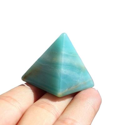 KatLin Natural Stone Amazonite Crystal Pyramid Energy Gemstone Reiki Tianhe Stone Pyramid Home Decoration Gifts Ornaments