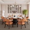 JESONVID Set of 4 Leather Dining Chairs with Arms, Accent Kitchen Table Chairs with Upholstery Button Tufted Cushion, Dining Room Arm Chairs, Wooden Poker Table Chair, Espresso&Orange view 2