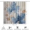 Dunmat 4Pcs Watercolor Leaves Shower Curtain Sets with Non-Slip Rugs, Toilet Lid Cover and U Shape Bath Mat, Abstract Blue Plants Botanical Bathroom Sets Waterproof Shower Curtains with 12 Hooks view 2