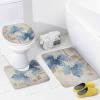 Dunmat 4Pcs Watercolor Leaves Shower Curtain Sets with Non-Slip Rugs, Toilet Lid Cover and U Shape Bath Mat, Abstract Blue Plants Botanical Bathroom Sets Waterproof Shower Curtains with 12 Hooks view 4