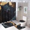 Abstract Wolf Shower Curtain Sets for Bathroom, 4 Pieces Golden Moon Night Black Animal Bathroom Decor Set Waterproof Shower Curtains with 12 Hooks Toilet Lid Rug and Bath Mat view 1