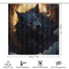 Abstract Wolf Shower Curtain Sets for Bathroom, 4 Pieces Golden Moon Night Black Animal Bathroom Decor Set Waterproof Shower Curtains with 12 Hooks Toilet Lid Rug and Bath Mat view 2