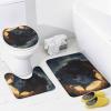 Abstract Wolf Shower Curtain Sets for Bathroom, 4 Pieces Golden Moon Night Black Animal Bathroom Decor Set Waterproof Shower Curtains with 12 Hooks Toilet Lid Rug and Bath Mat view 4