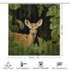 Dunmat 4Pcs Modern Deer Shower Curtain Sets with Non-Slip Rugs, Toilet Lid Cover and U Shape Bath Mat, Rustic Forest Animal Bathroom Sets Waterproof Shower Curtains with 12 Hooks, Style-4 view 2