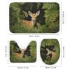 Dunmat 4Pcs Modern Deer Shower Curtain Sets with Non-Slip Rugs, Toilet Lid Cover and U Shape Bath Mat, Rustic Forest Animal Bathroom Sets Waterproof Shower Curtains with 12 Hooks, Style-4 view 3