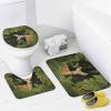 Dunmat 4Pcs Modern Deer Shower Curtain Sets with Non-Slip Rugs, Toilet Lid Cover and U Shape Bath Mat, Rustic Forest Animal Bathroom Sets Waterproof Shower Curtains with 12 Hooks, Style-4 view 4