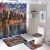 Dunmat 4 Pieces Abstract Beautiful Cityscape Shower Curtain Set Modern City Tall Buildings Bathroom Decor Sets with Rugs Bathroom Accessories Set Bathroom Curtain Shower Set with 12 Hooks, Style-1 view 1