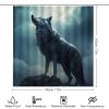 Dunmat 4 Pieces Moon Night Wolf Shower Curtain Set Cool Wild Animal Retro Bathroom Decor Sets with Rugs Bathroom Accessories Set Bathroom Curtain Shower Set with 12 Hooks view 2