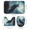 Dunmat 4 Pieces Moon Night Wolf Shower Curtain Set Cool Wild Animal Retro Bathroom Decor Sets with Rugs Bathroom Accessories Set Bathroom Curtain Shower Set with 12 Hooks view 3