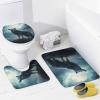 Dunmat 4 Pieces Moon Night Wolf Shower Curtain Set Cool Wild Animal Retro Bathroom Decor Sets with Rugs Bathroom Accessories Set Bathroom Curtain Shower Set with 12 Hooks view 4