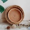 MayViet Set of 3 Rattan Woven Storage Basket for Living Room, Bedroom, Bathroom, Office, Coffee Table, Diameter 26 x Height 9.5 cm (10.2 x 3.7 in) view 2