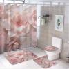 Dunmat Fantasy Roses Shower Curtain 4 Piece Sets with Non-Slip Rugs,Toilet Lid Cover and Bath Mat Colorful Romantic Flowers Waterproof Shower Curtain with 12 Hooks Bathroom Set Home Decor view 1