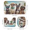 Dunmat 4 Pieces Funny Beach Dog Shower Curtain Set Modern Cute Animal Bathroom Decor Sets with Rugs Bathroom Accessories Set Bathroom Curtain Shower Set with 12 Hooks view 3