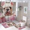 Dunmat Bath Bubbles Dog Shower Curtain Sets with Rugs Toilet Lid Cover and Bath Mat Modern Bathtub Funny Animal Shower Curtains with 12 Hooks Waterproof 4 Piece Bathroom Decor Set, Style-1 view 1
