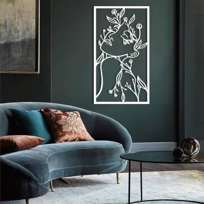 Flower Woman Metal Line Art, Woman Metal Wall Art, Flower Woman Metal Wall Decor, Metal Flowers Wall Decor, Abstract Metal Wall Art, Metal Line Art Wall Decor, Bathroom Wall Art, Housewarming Gift (35"x20"|90x51cm, White)