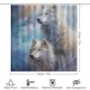 Abstract Wolf Shower Curtain 4 Piece Sets with Non-Slip Rugs,Toilet Lid Cover and Bath Mat Modern Winter White Animal Waterproof Shower Curtain with 12 Hooks Bathroom Set Home Decor view 2