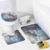 Abstract Wolf Shower Curtain 4 Piece Sets with Non-Slip Rugs,Toilet Lid Cover and Bath Mat Modern Winter White Animal Waterproof Shower Curtain with 12 Hooks Bathroom Set Home Decor view 4