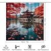 Dunmat Modern Lake Loft Shower Curtain Sets with Rugs Toilet Lid Cover and Bath Mat Redwoods Falling Leaves Landscape Shower Curtains with 12 Hooks Waterproof 4 Piece Bathroom Decor Set view 2