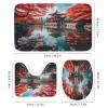 Dunmat Modern Lake Loft Shower Curtain Sets with Rugs Toilet Lid Cover and Bath Mat Redwoods Falling Leaves Landscape Shower Curtains with 12 Hooks Waterproof 4 Piece Bathroom Decor Set view 3