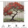 Dunmat 4 Pieces Retro Red Trees Shower Curtain Set Rustic Natural Landscape Graffiti Style Bathroom Decor Sets with Rugs Bathroom Accessories Set Bathroom Curtain Shower Set with 12 Hooks view 2