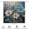 Dunmat 4Pcs Watercolor Flower Shower Curtain Sets with Non-Slip Rugs, Toilet Lid Cover And U Shape Bath Mat, Blue White Botanical Painting Modern Bathroom Sets Waterproof Shower Curtains with 12 Hooks view 2