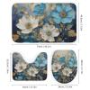Dunmat 4Pcs Watercolor Flower Shower Curtain Sets with Non-Slip Rugs, Toilet Lid Cover And U Shape Bath Mat, Blue White Botanical Painting Modern Bathroom Sets Waterproof Shower Curtains with 12 Hooks view 3