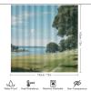 Dunmat Seaside Grassland Scenery Shower Curtain Sets with Rugs Toilet Lid Cover and Bath Mat River Tree Modern Landscape Shower Curtains with 12 Hooks Waterproof 4 Piece Bathroom Decor Set view 2