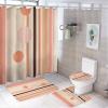 Minimalist Geometric Patterns Shower Curtain Sets for Bathroom, 4 Pieces Abstract Natural Pictures Bathroom Decor Set Waterproof Shower Curtains with 12 Hooks Toilet Lid Rug and Bath Mat, Style-5 view 1