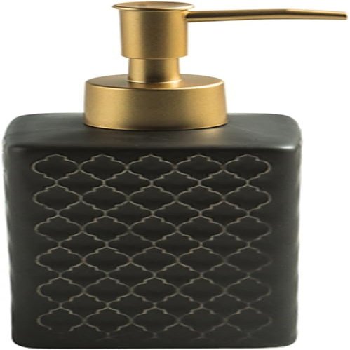 Ceramic Soap Dispenser, Hand Soap Dispenser Bathroom Bottle with Easy Press Pump Refillable Liquid for Kitchen, Bathroom, Farmhouse (Color : Black)