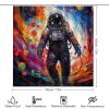 Dunmat Colorful Astronaut Shower Curtain Sets with Rugs Toilet Lid Cover and Bath Mat Space Suit Abstract Background Shower Curtains with 12 Hooks Waterproof 4 Piece Bathroom Decor Set view 2