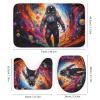 Dunmat Colorful Astronaut Shower Curtain Sets with Rugs Toilet Lid Cover and Bath Mat Space Suit Abstract Background Shower Curtains with 12 Hooks Waterproof 4 Piece Bathroom Decor Set view 3