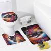 Dunmat Colorful Astronaut Shower Curtain Sets with Rugs Toilet Lid Cover and Bath Mat Space Suit Abstract Background Shower Curtains with 12 Hooks Waterproof 4 Piece Bathroom Decor Set view 4