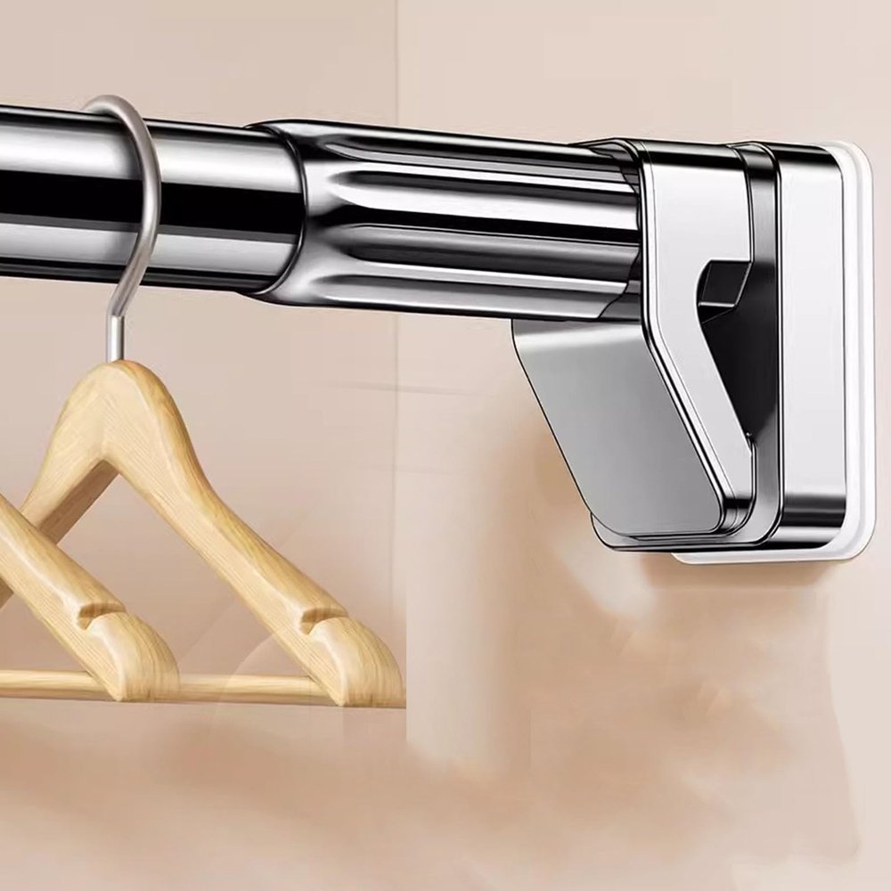 Adjustable Metal Closet Rod Tension Poles, Bathroom Verandahs Space Saving Clothes Hanger Rod, with No Drilling Holder, Hanging Shower Curtain Bar - Closet System (Color : Color 4, Size : Adjustable