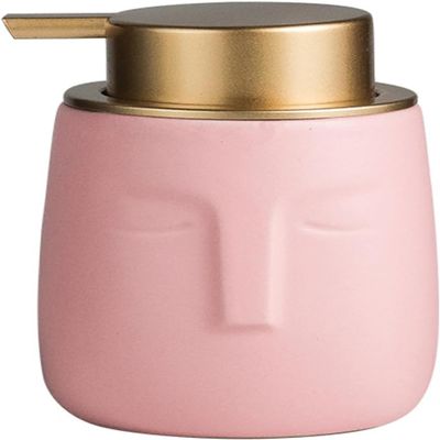 Lotion Soap Dispenser, Ceramic Hand Soap Dispenser, Portable Easy Press Pump 350ml, Suitable for Kitchen Sink and Farmhouse (Color : Pink)