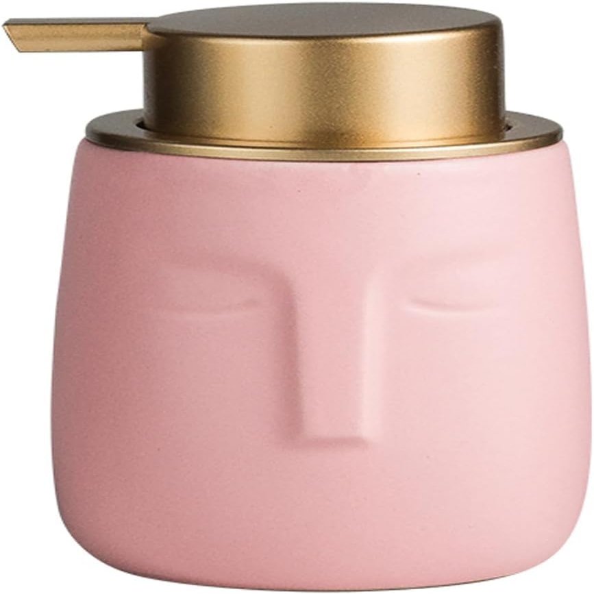 Lotion Soap Dispenser, Ceramic Hand Soap Dispenser, Portable Easy Press Pump 350ml, Suitable for Kitchen Sink and Farmhouse (Color : Pink)