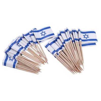 100Pcs Israel Flag Toothpicks - Mini Food Picks for Appetizers Snacks and Party Decoration - 3.5 X 2.5 X 6.5 Cm