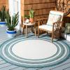 SAFAVIEH Washable Rug Outdoor Courtyard Collection - 4' Round, Ivory & Teal, Non-Shedding & Easy Cleaning, Ideal for Patio, Backyard, Mudroom (CY8475-53512) view 1