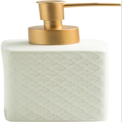Ceramic Soap Dispenser, Hand Soap Dispenser Bathroom Bottle with Easy Press Pump Refillable Liquid for Kitchen, Bathroom, Farmhouse (Color : White)