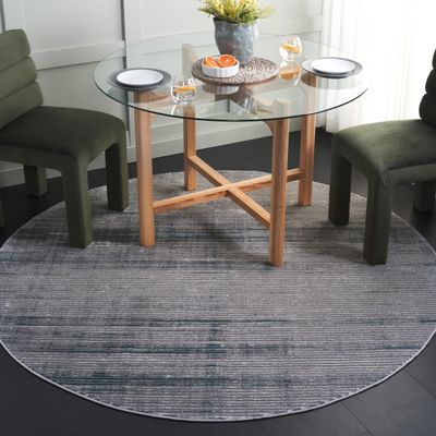 Martha Stewart x SAFAVIEH Area Rug Collection - 6'7" Round, Grey & Blue, Non-Shedding & Easy Cleaning, Ideal for Living Room, Bedroom, Office, Dining Space (MSR0961F)