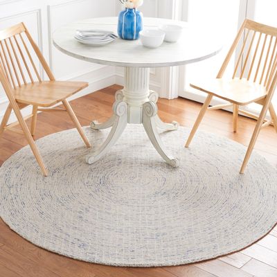 SAFAVIEH Abstract Collection Round Rug - 6' Round, Blue & Ivory, Modern Design, Ideal for High Traffic Areas in Living Room, Bedroom & Dining Room (ABT480M-6R)