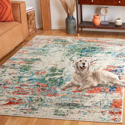 SAFAVIEH Area Rug 8x10 - Madison Collection - Large - Green & Rust, Modern Abstract Design, Non-Shedding & Easy Cleaning, Ideal for Living Room, Bedroom, Office, Dining Space (MAD478Y)