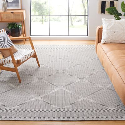 SAFAVIEH Area Rug 8x10 - Augustine Collection - Large - Ivory & Black, Cotton Boho Fringe Design, Easy Cleaning, Ideal for Living Room, Bedroom, Office, Dining Space (AGT508Z)